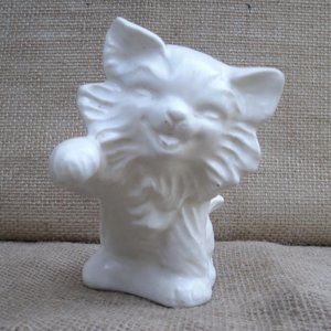 Vintage Morton Pottery White Cat Kitten Figurine